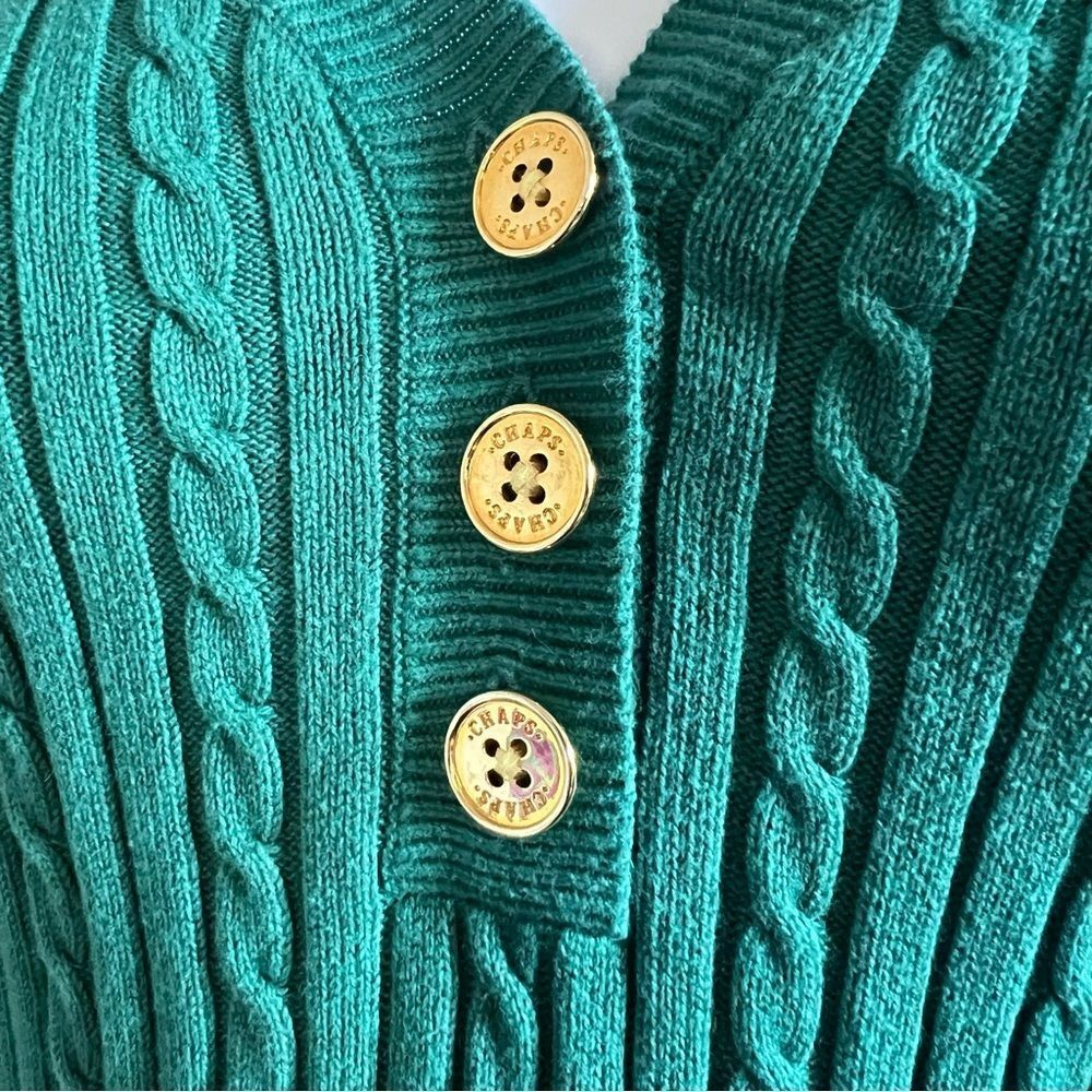 Chaps Cable V-Neck Half Button Sweater - Picture 5 of 6
